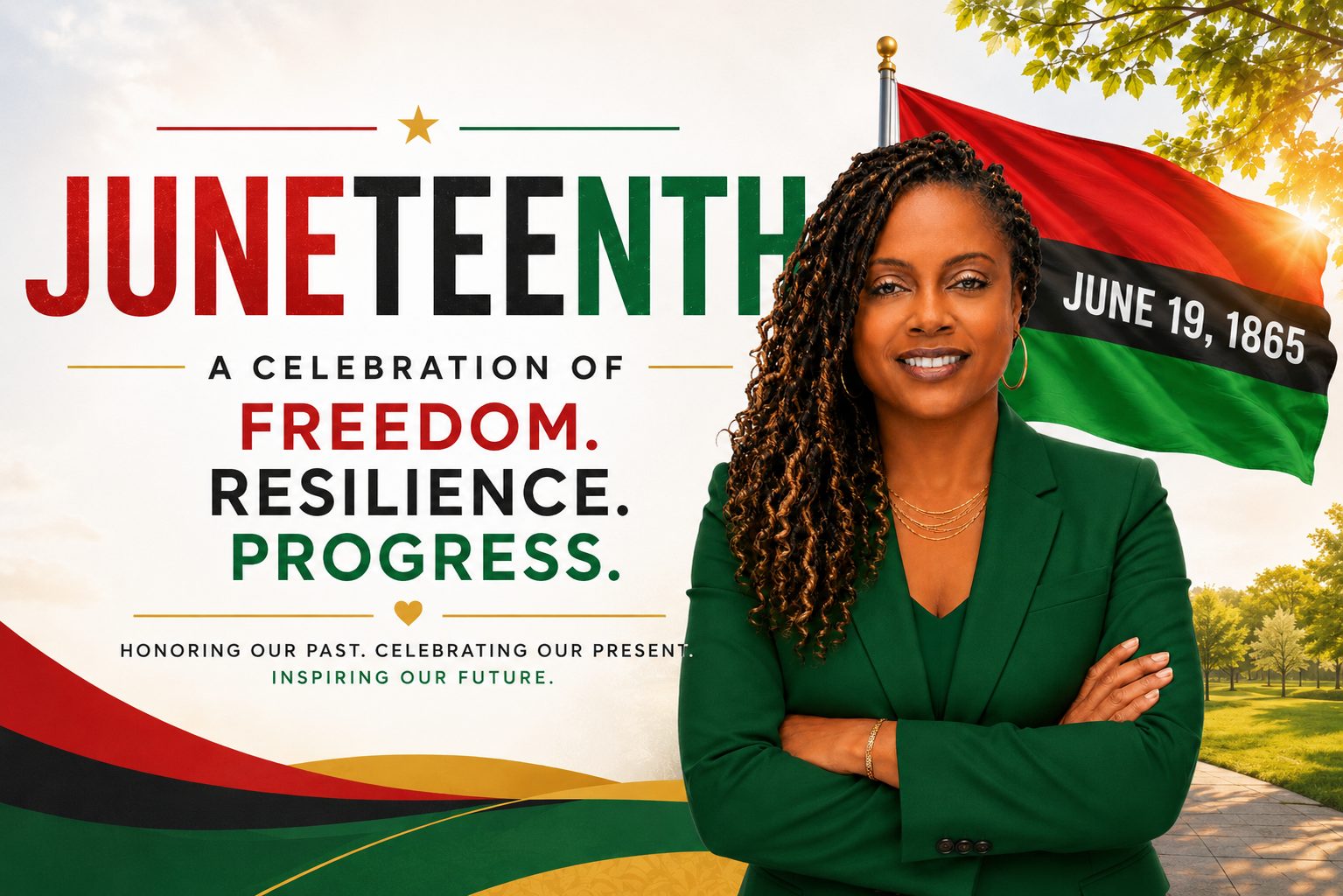Salesia standing for Juneteenth celebration