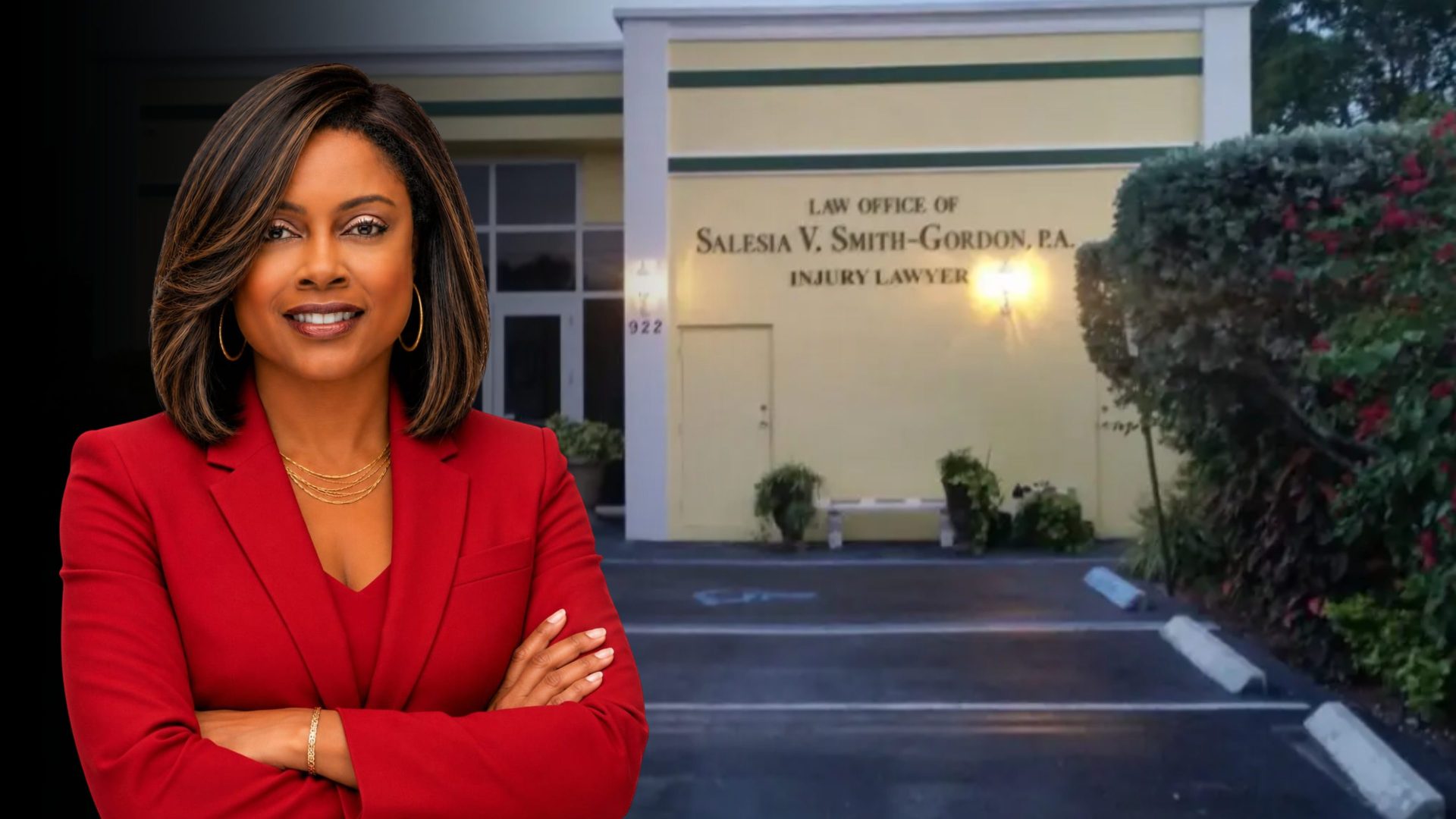 Atty Salesia Smith-Gordon standing in front of the office